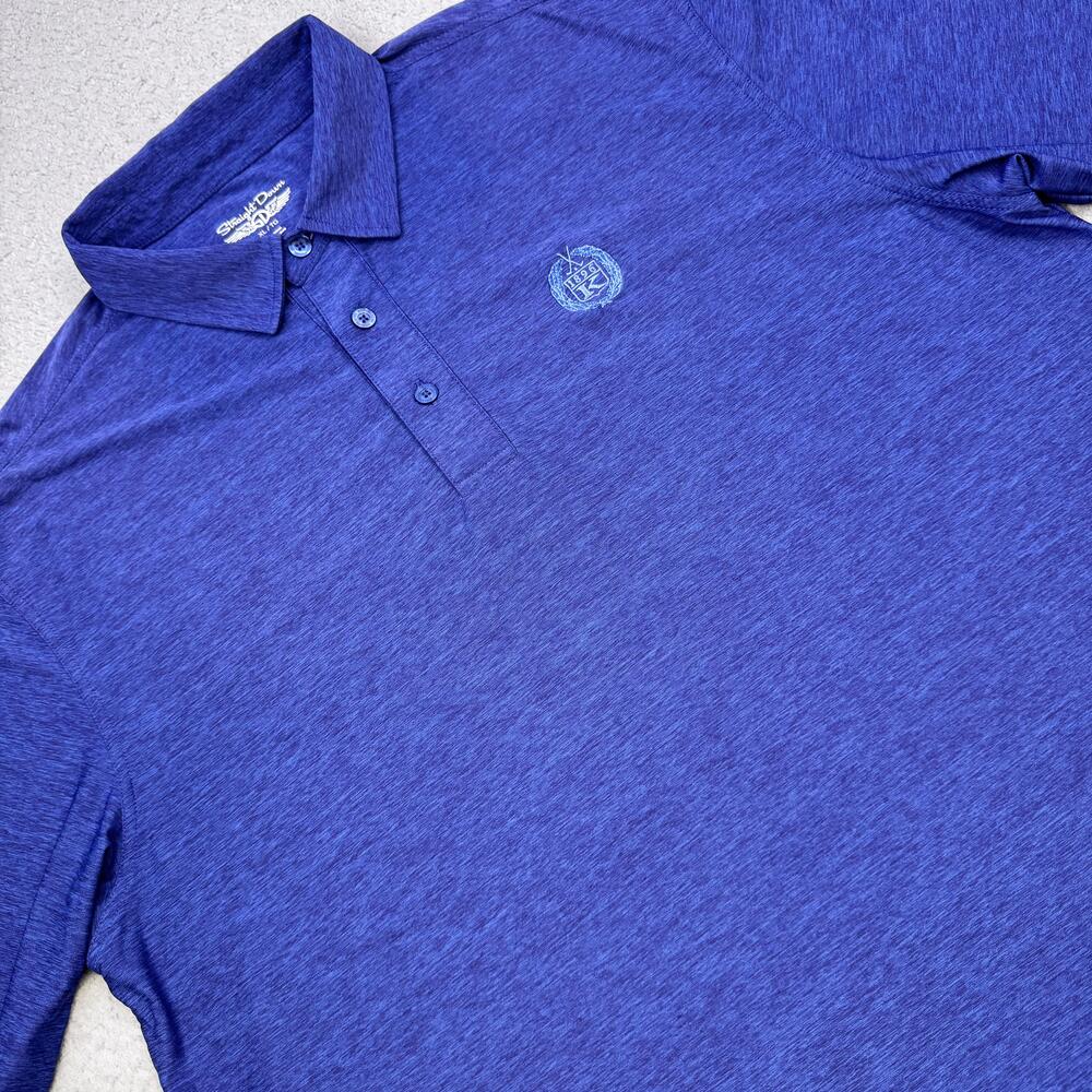 Straight Down Polo Shirt Mens XL Blue Heather Golf Performance Kent Country Club